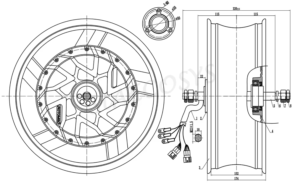 QSMotor 17X6.0inch 70H 12000W  - 12000W Electric Motorcycle Hub Motor recension och pris