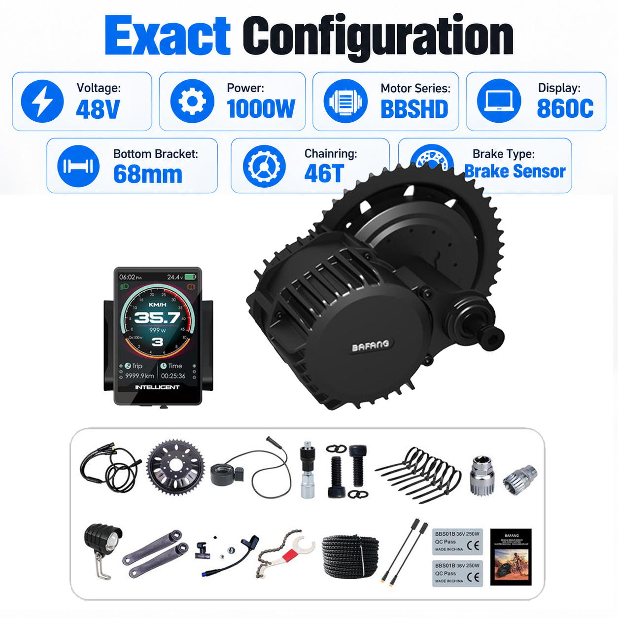 BAFANG 48V 1000W BBSHD Mid Dri - Mid Drive Conversion Kit 1000W recension och pris